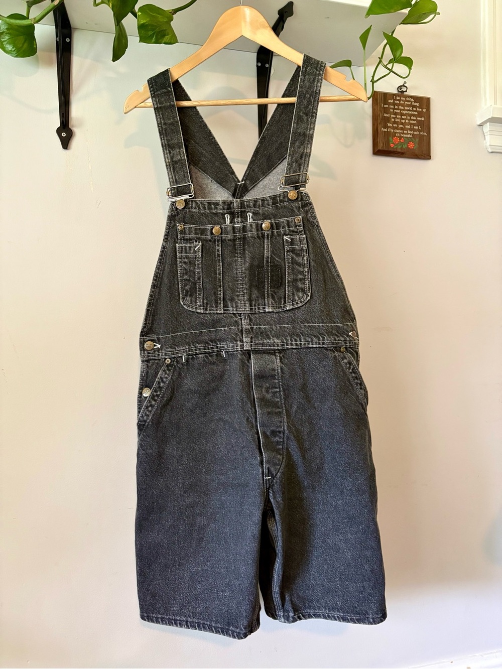 Relaxed Black Washed Denim Short Overalls for Women - Comfortable Shortalls